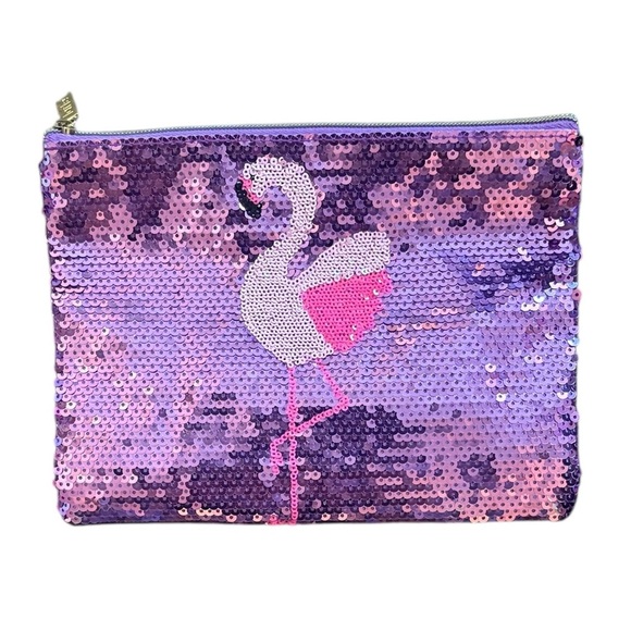 Tarte Flamingo Sequin Pouch with Gold Zipper - Picture 1 of 4